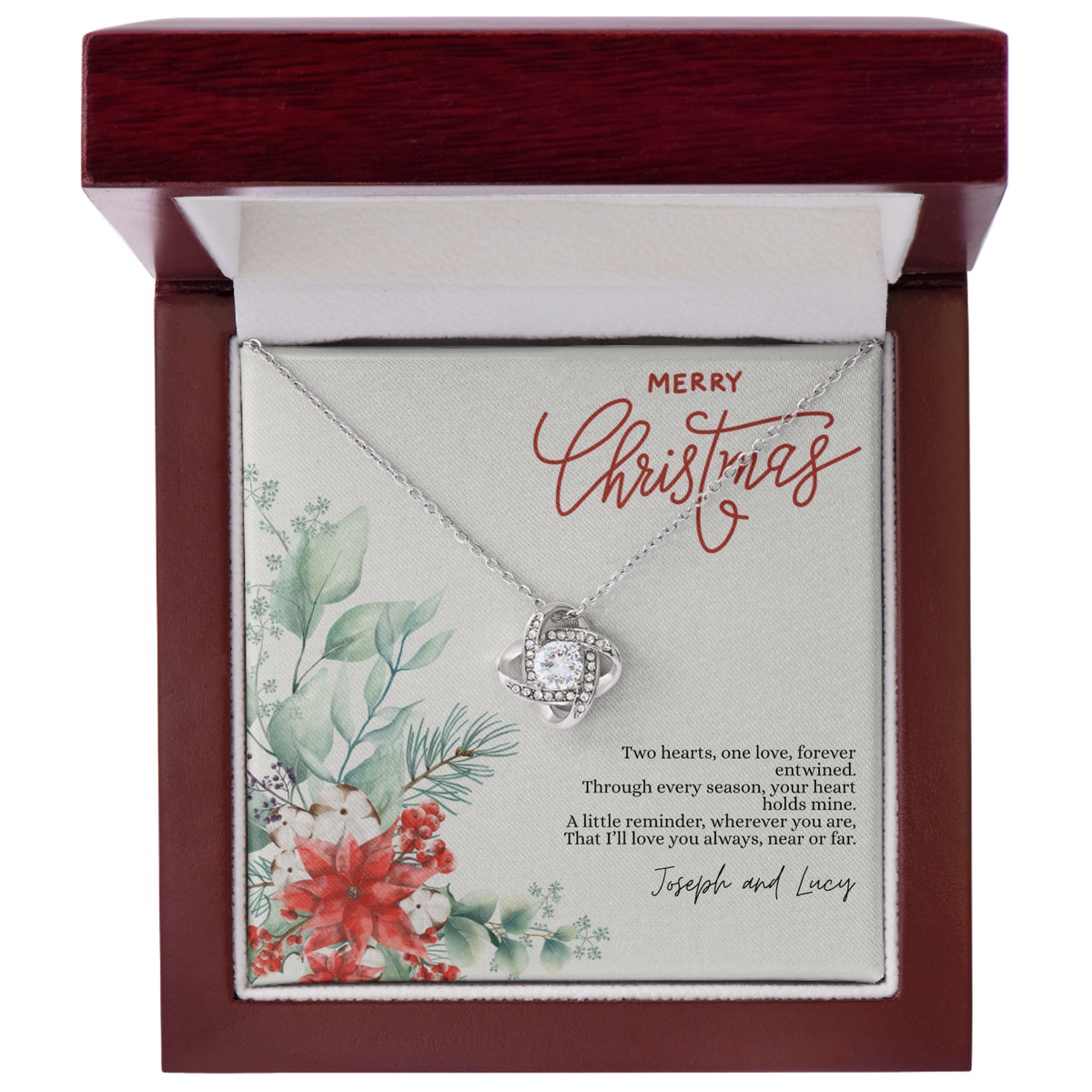 Love Knot Necklace for Wife – Personalized Christmas Gift with Custom Message Card