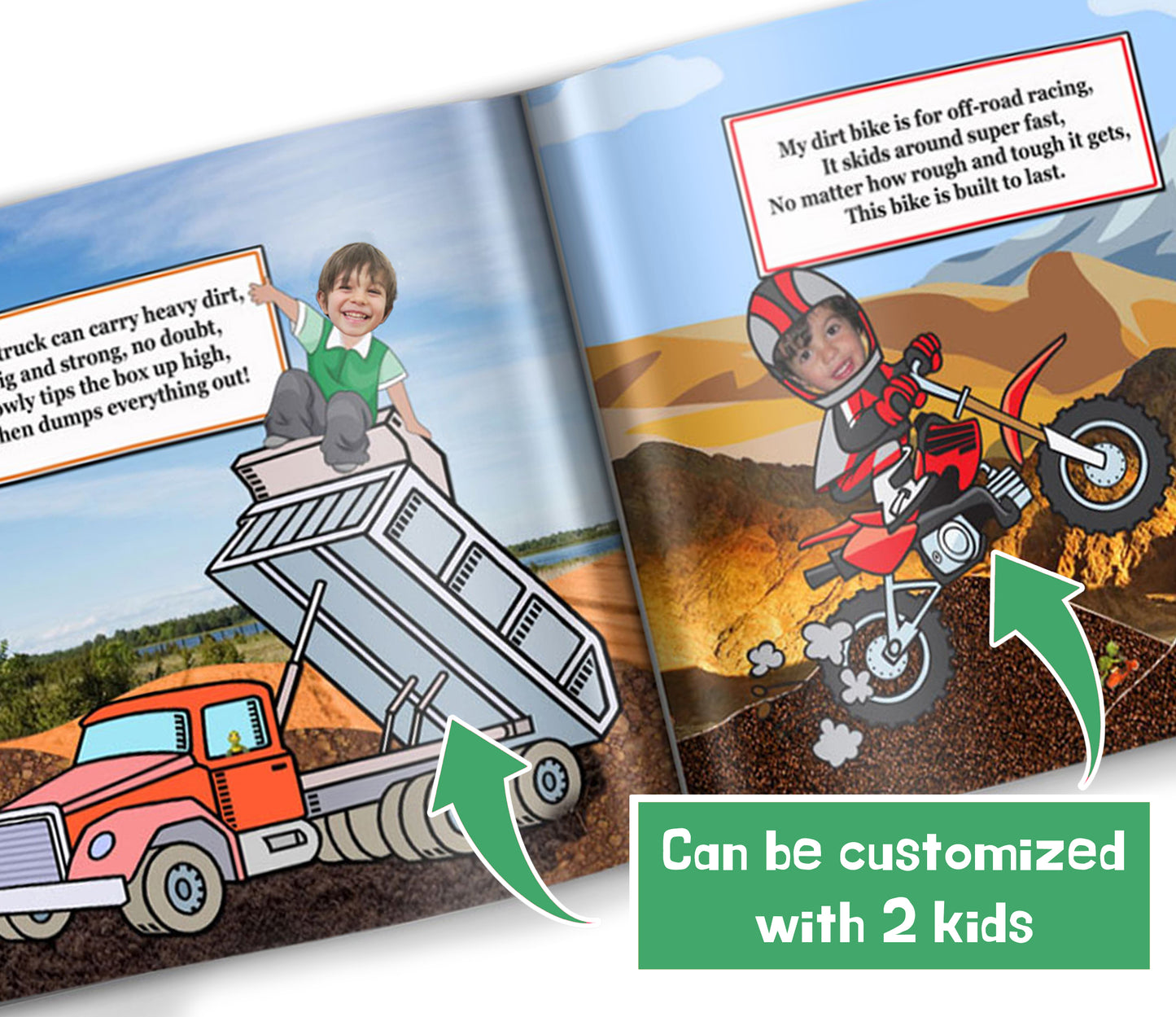 personalized book for brothers siblings with cars, custom with photo and name