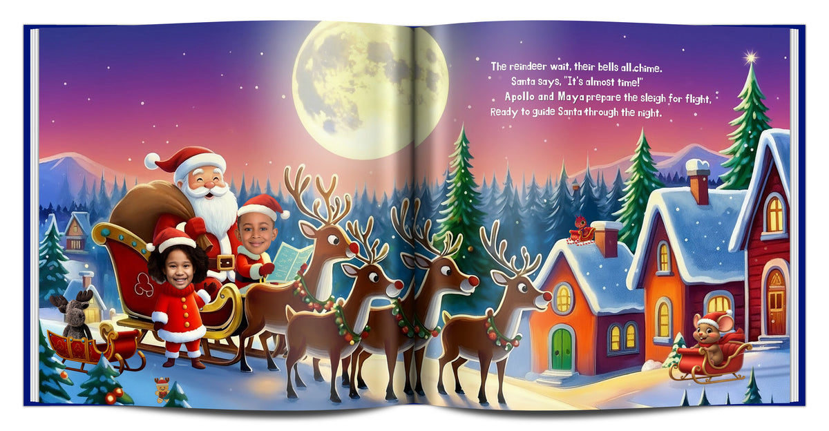 personalized family Christmas gift from grandparents featuring a custom storybook with loved ones and their pet