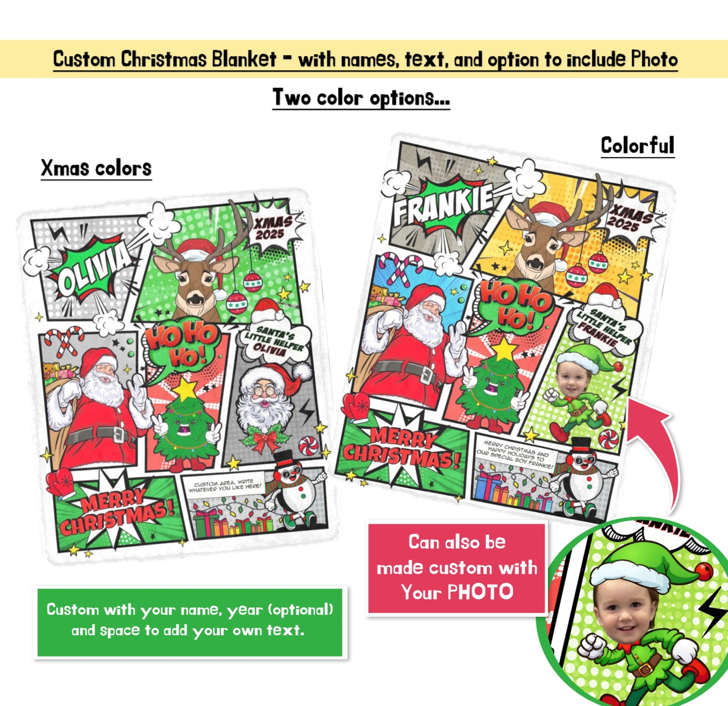 Christmas gift childrens personalized blanket for kids