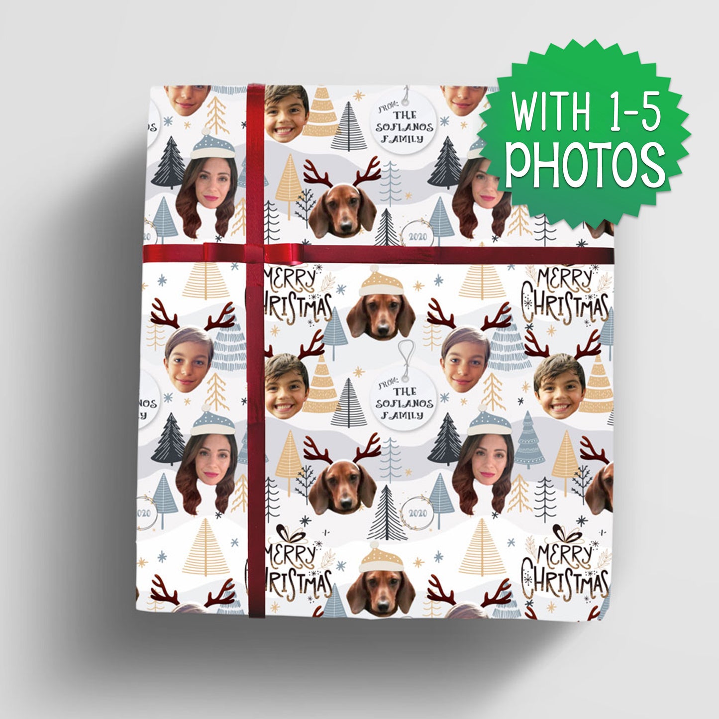 Personalized Family Christmas Gift Wrap - Custom Face wrapping paper