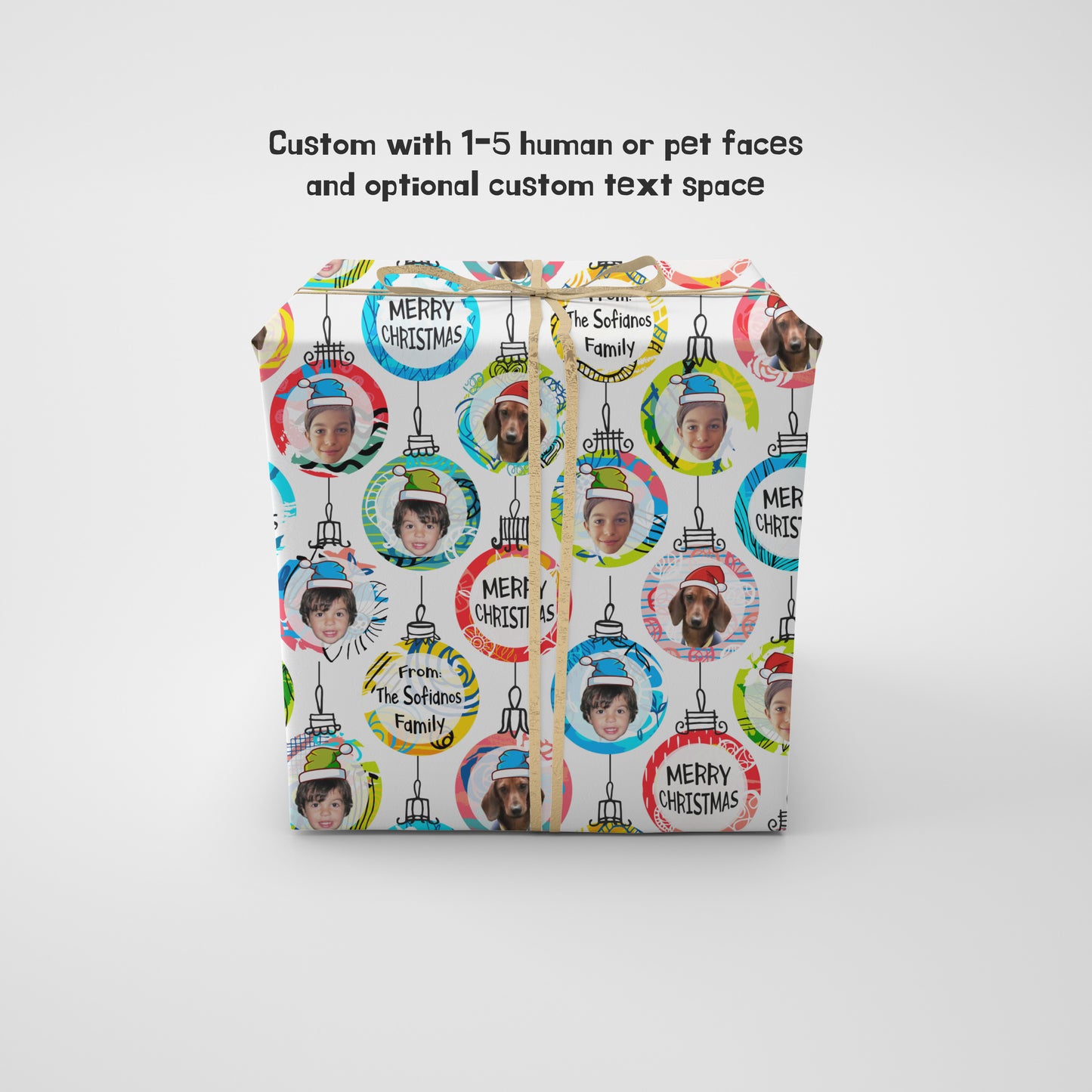 Personalized Xmas Family Gift Wrap with multiple photos