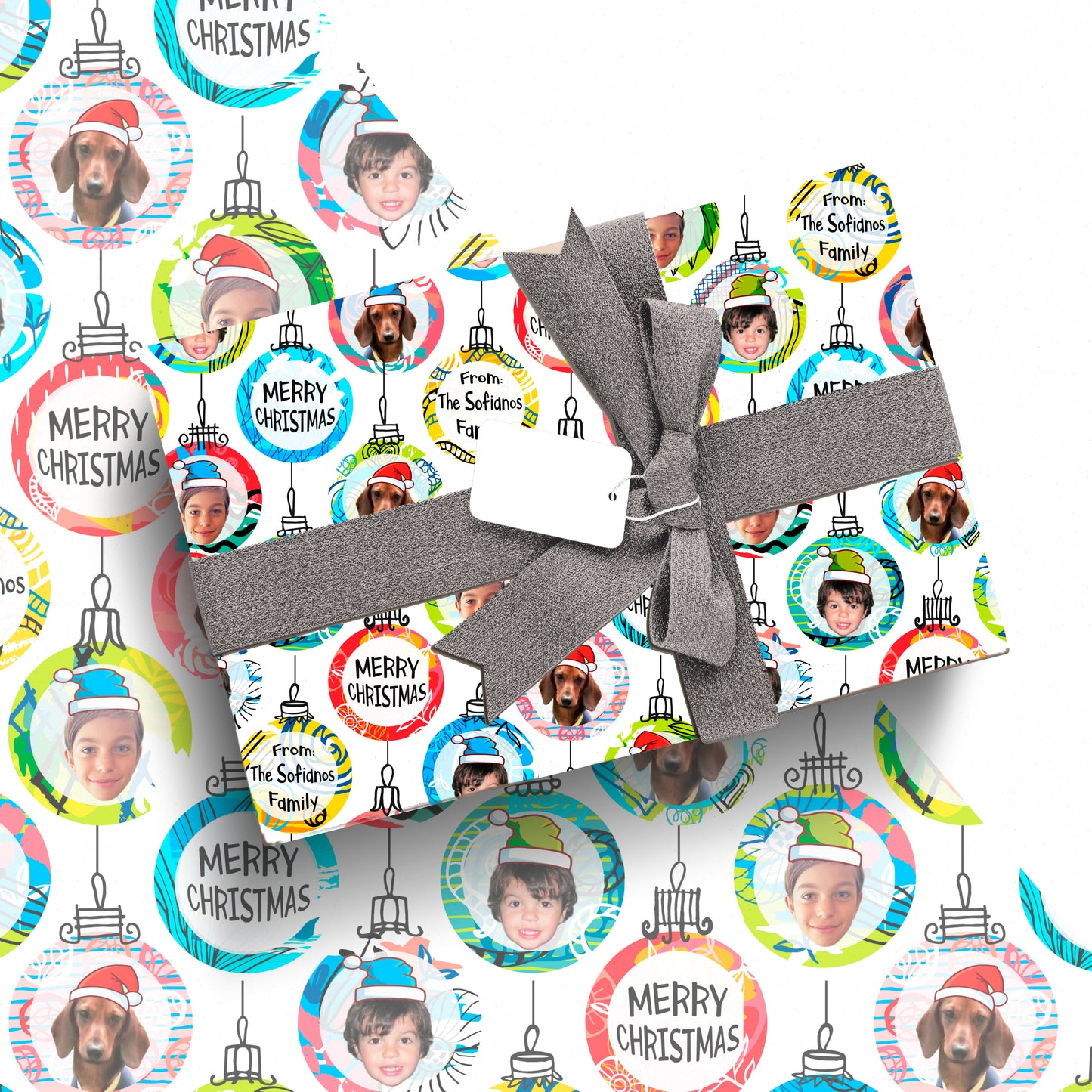 Personalized Christmas Family Gift Wrap with multiple photos