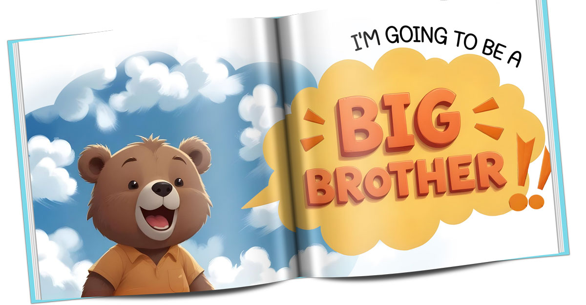 personalized big sibling story book custom made with name, personalized big sister name book for new baby brother or sister