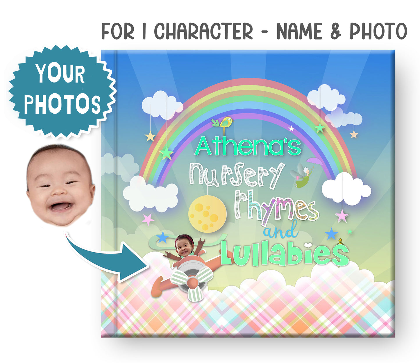 Personalized Nursery Rhyme Book for kids with their name and photo