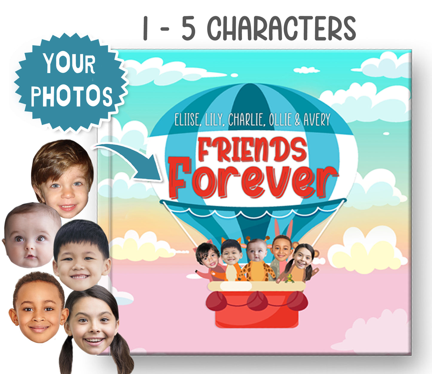 A Personalized Book for best friends or family - custom for multiple children - with photos and names