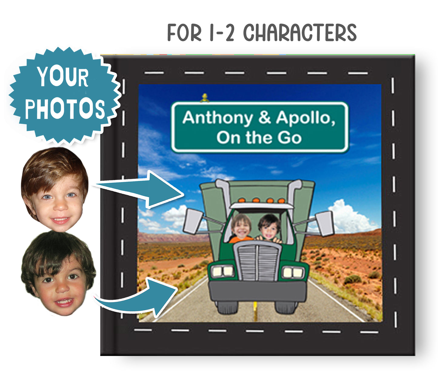 personalized book for brothers with cars, custom with photo and name