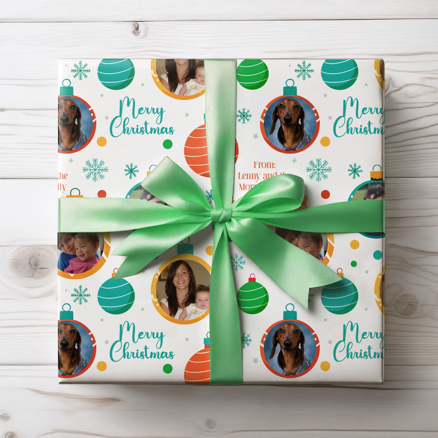 personalized family gift wrap for christmas