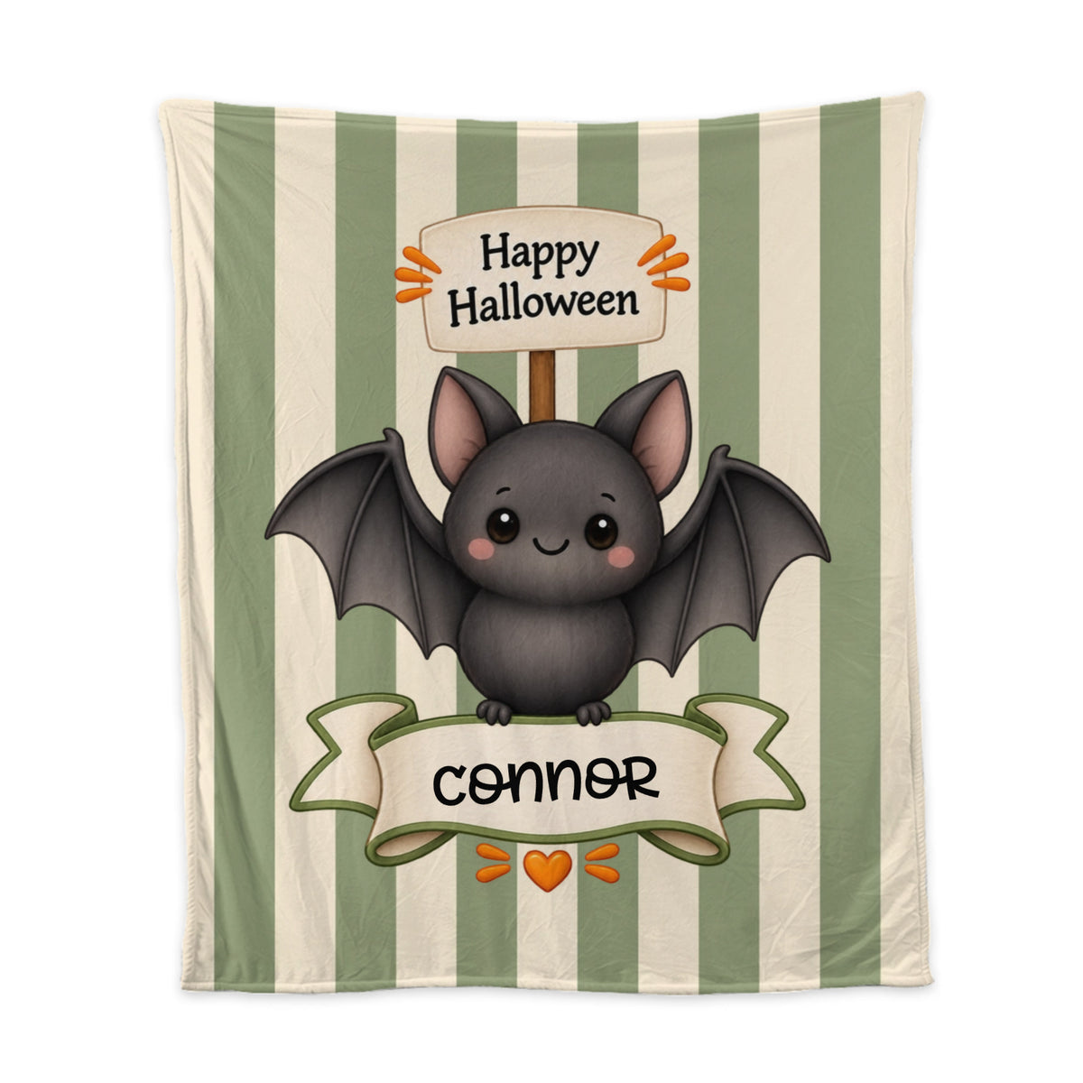 personalized Halloween bat fleece blanket featuring personalized designs and your name