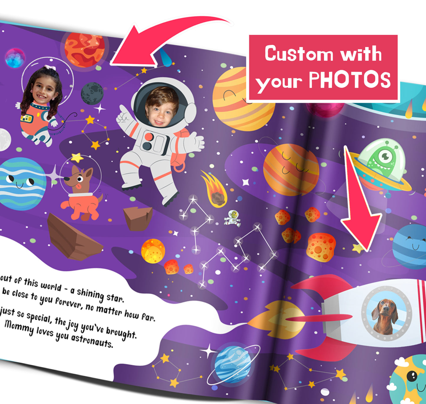 personalized love book for multiple children with photos add a pet into custom story book