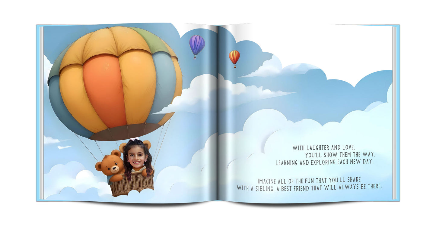 personalized big brother story book for custom big sister story book, custom siblings book with photo & name