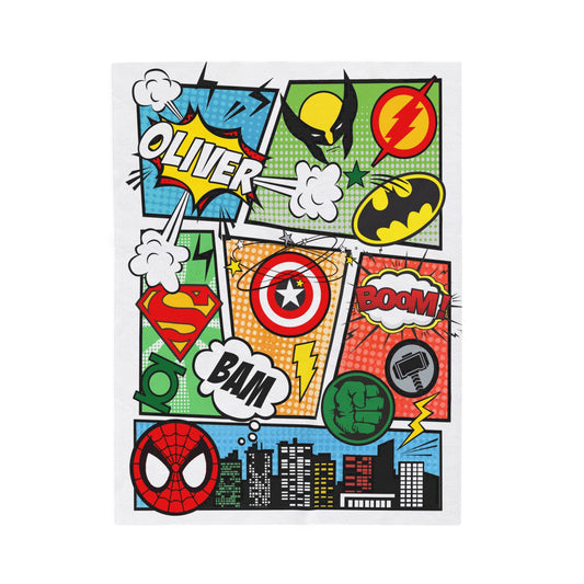 Personalized Superhero Blanket - Custom Comics Name Blanket for Kids, personalized batman spiderman blanket, custom blanket for boys