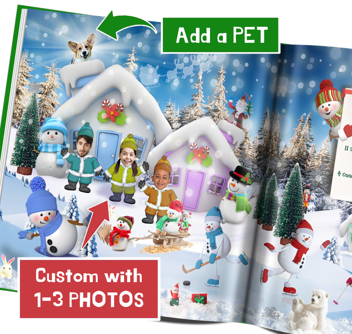 Personalized Christmas Book for siblings or 2 characters - made with Photos and Names