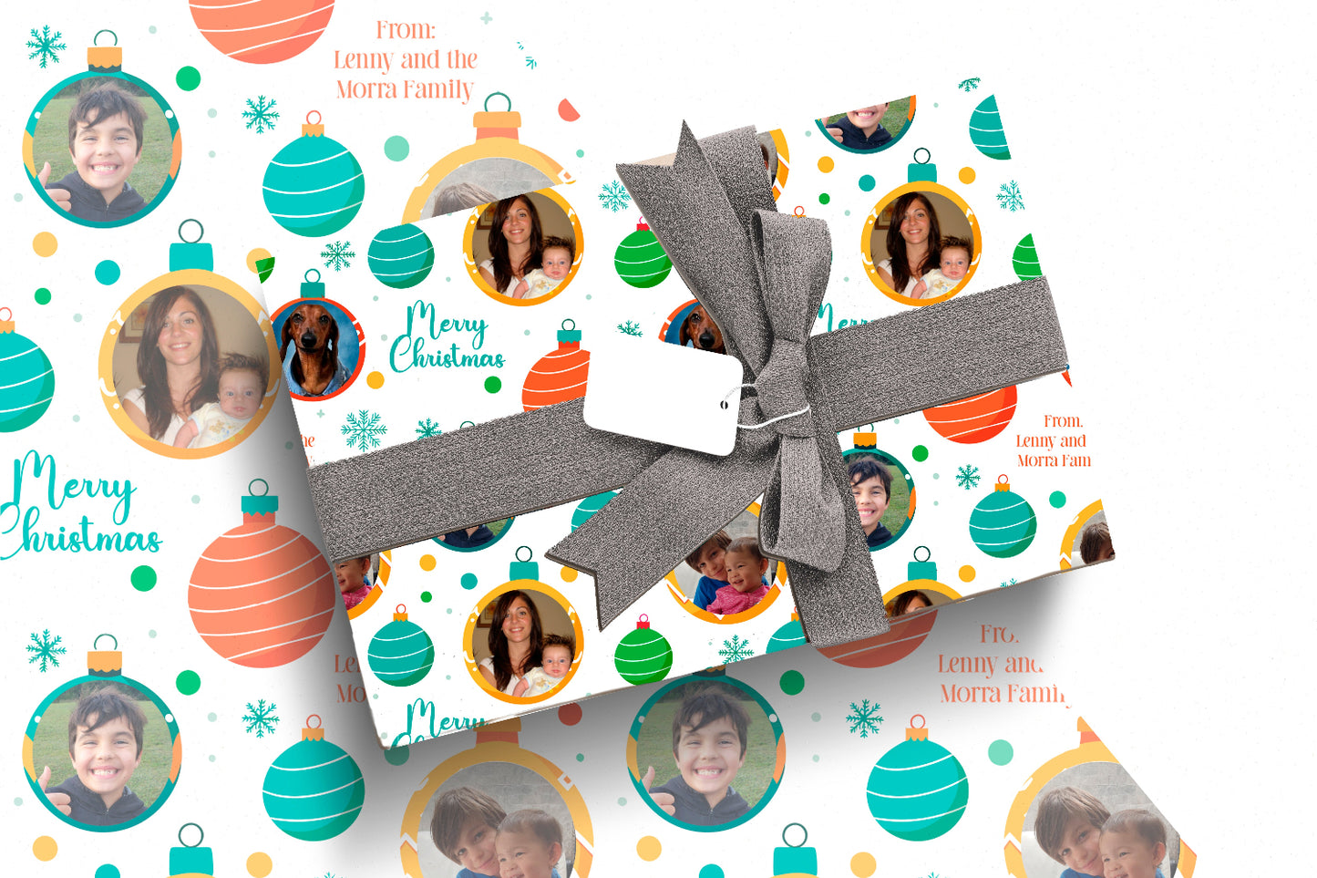 xmas family gift wrap for christmas personalized with photos