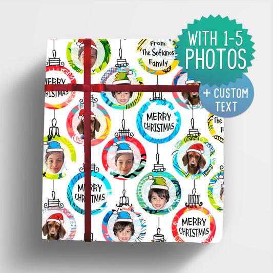 Personalized Christmas Family Gift Wrap with multiple photos