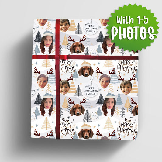 Personalized Family Christmas Gift Wrap - Custom Face wrapping paper