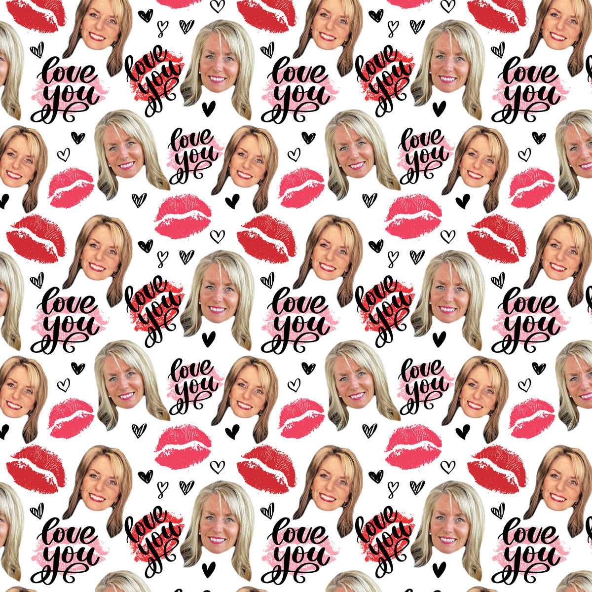 Valentines Wrapping Paper, Personalized i love you gift wrapping paper with photo face