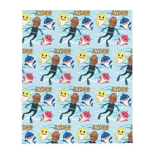 Baby Shark Blanket - Personalized with photo and name blanket My Custom Kids Books