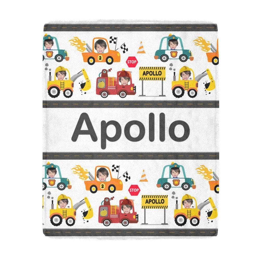 personalized blanket for boys cars trucks