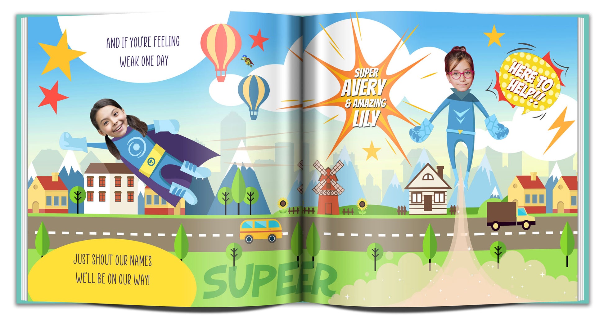 personalized book with multiple photos and names, personalized book for best friends, superhero book