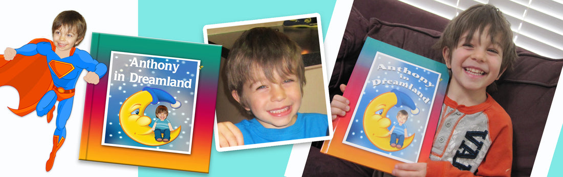 encourage reading and less screen time with personalized books with photos and names