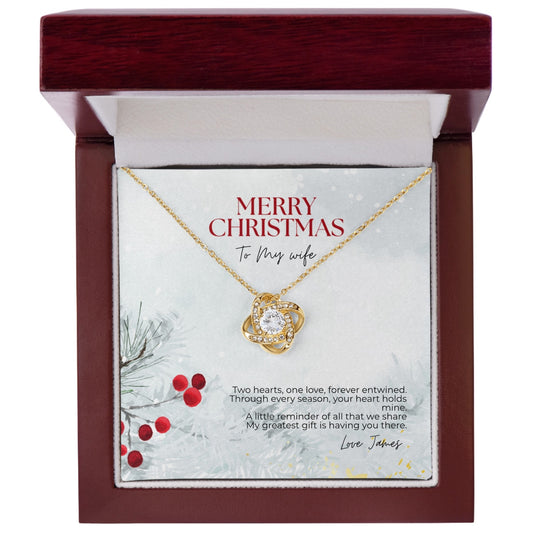 Love Knot Necklace for Wife – Personalized Christmas Gift with Custom Message Card