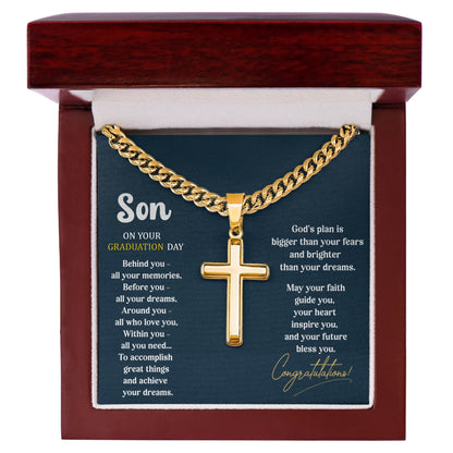 Cross necklace Stainless or 14K plated gold - Custom Graduation Gift with personalized text