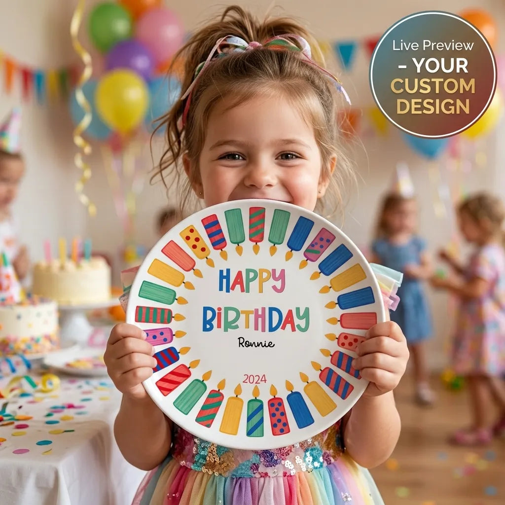 Personalized Birthday Gift Plate with Custom names and text options