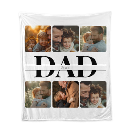 Personalized Photo Blanket for Dad – Custom Family Photo Sherpa Blanket