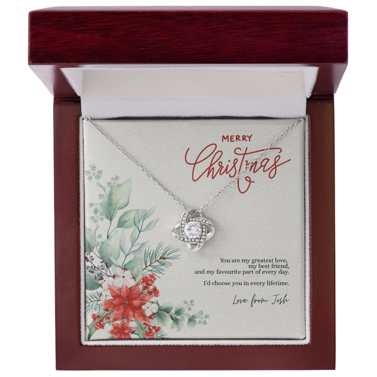 Personalized Christmas Gift for Her – Love Knot Necklace for a Special Woman