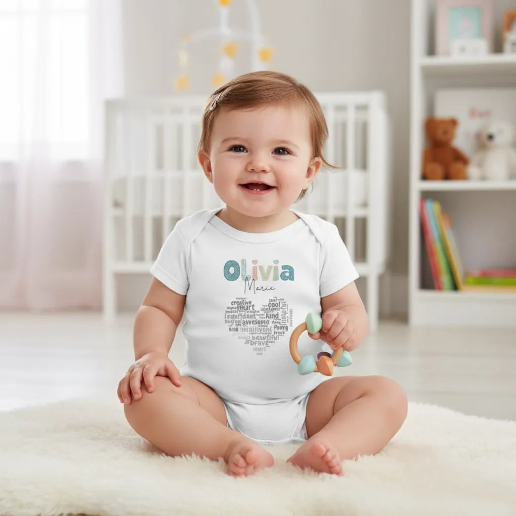 Personalized All About Me "I AM" Kids Heart t-shirts and baby onesies