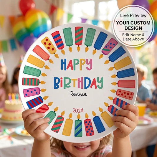 Personalized Birthday Gift Plate with Custom names and text options