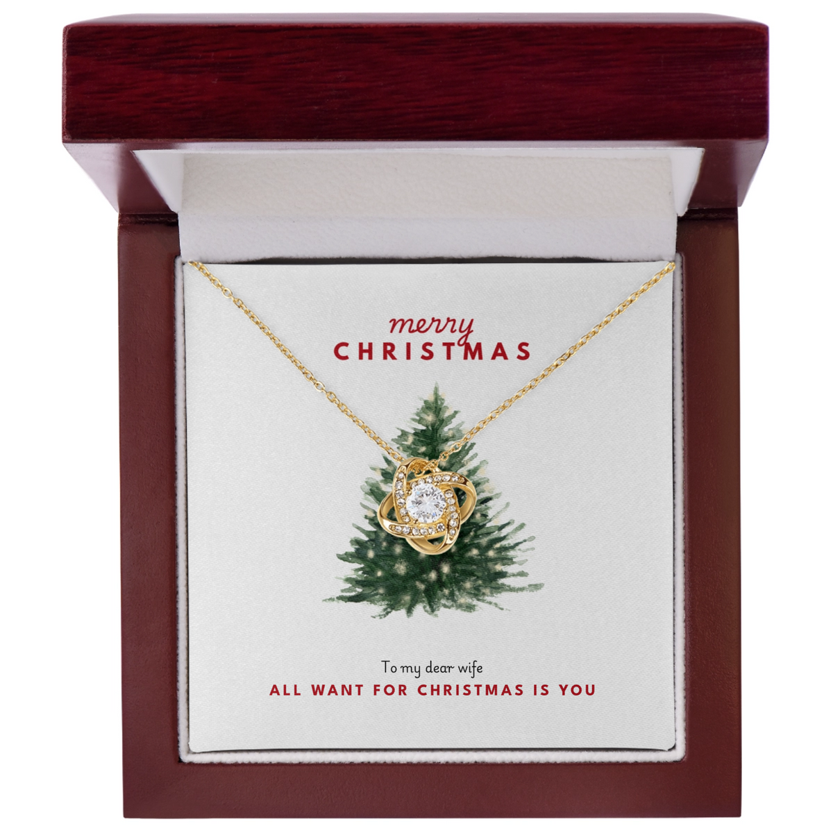 Love Knot Necklace for Wife – Personalized Christmas Gift with Custom Message Card