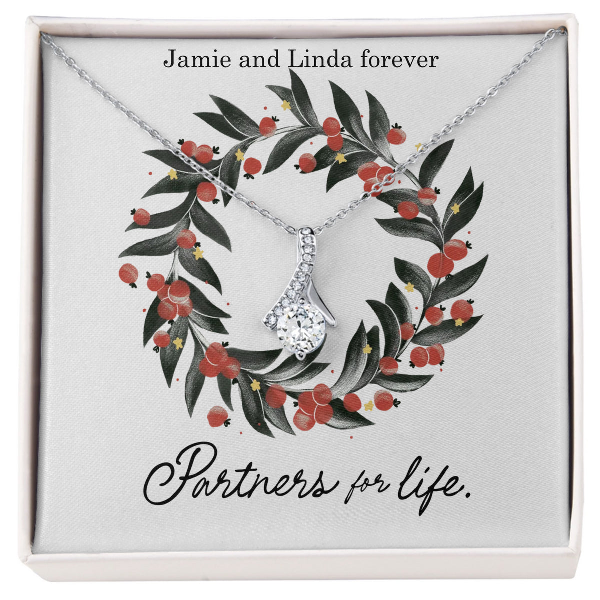 Beautiful Christmas necklace gift for girlfriend with personalized card