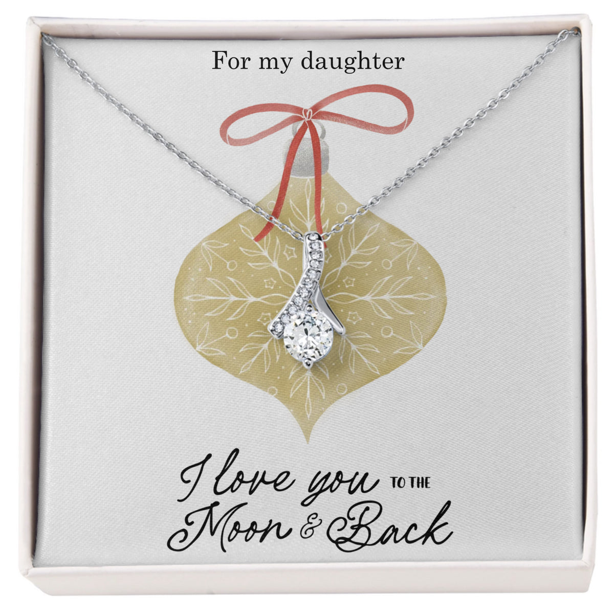 Personalized Christmas necklace for her with heartfelt message card