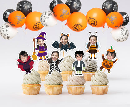 Personalized Halloween Cupcake Toppers: Custom Photo Printable Decorations