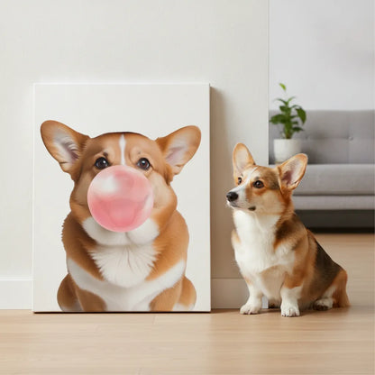 Personalized pet bubble gum canvas with custom pet photo
