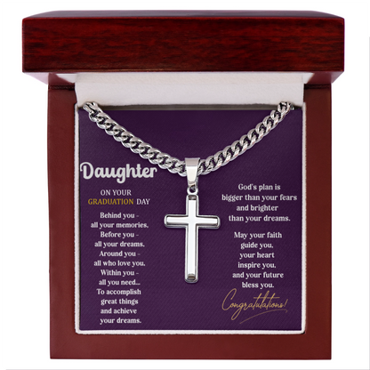 Cross necklace Stainless or 14K plated gold - Custom Graduation Gift with personalized text