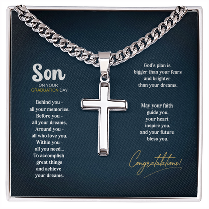Cross necklace Graduation Gift with personalized text - Stainless or 14K plated gold