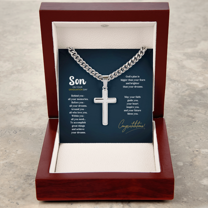 Cross necklace Graduation Gift with personalized text - Stainless or 14K plated gold