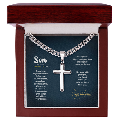 Cross necklace Graduation Gift with personalized text - Stainless or 14K plated gold