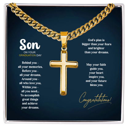 Cross necklace Graduation Gift with personalized text - Stainless or 14K plated gold