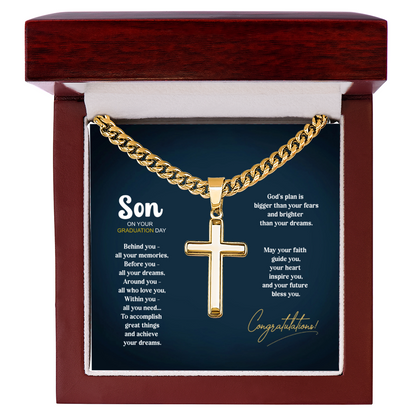 Cross necklace Graduation Gift with personalized text - Stainless or 14K plated gold