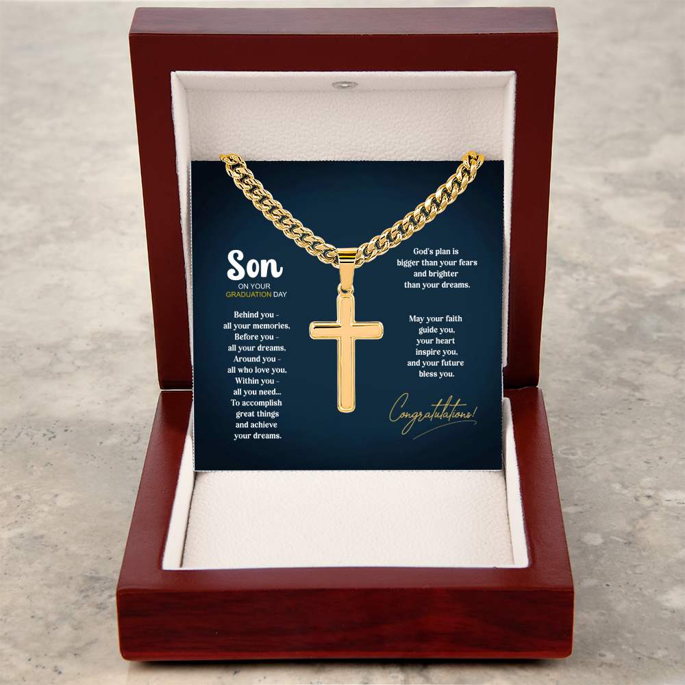 Cross necklace Graduation Gift with personalized text - Stainless or 14K plated gold