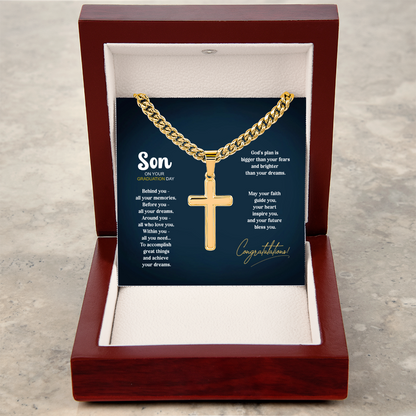 Cross necklace Graduation Gift with personalized text - Stainless or 14K plated gold