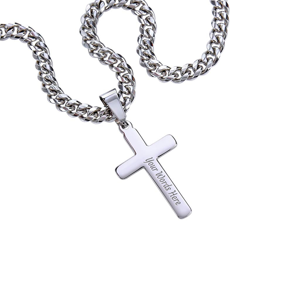 Personalized cross gift for graduation with back engraving - 14K gold plated or stainless steel necklace