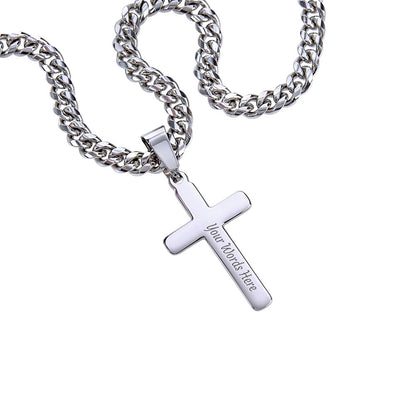 Personalized cross gift for graduation with back engraving - 14K gold plated or stainless steel necklace