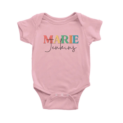 baby girls custom name and text onesie gift