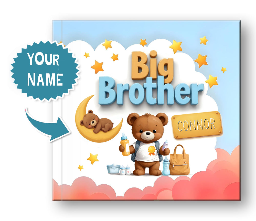 personalized big brother story book, big sibling personalized story book custom made with name, personalized big brother name book