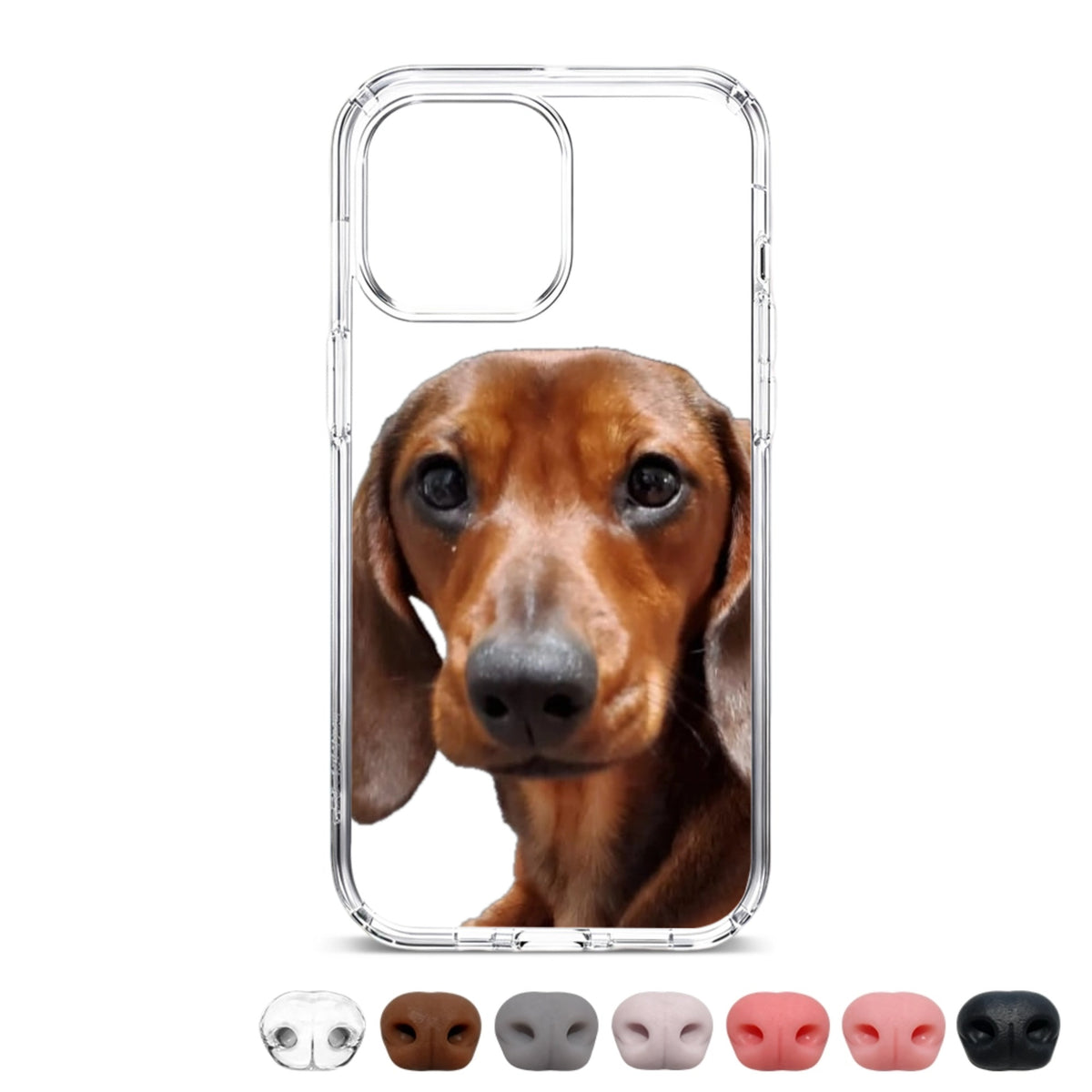 1360=Dog Nose Anti-collision Clear Silicone Phone Case-1 sides print